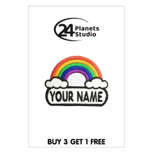 Small Rainbow Custom Personalized Iron on Patch by 24PlanetsStudio