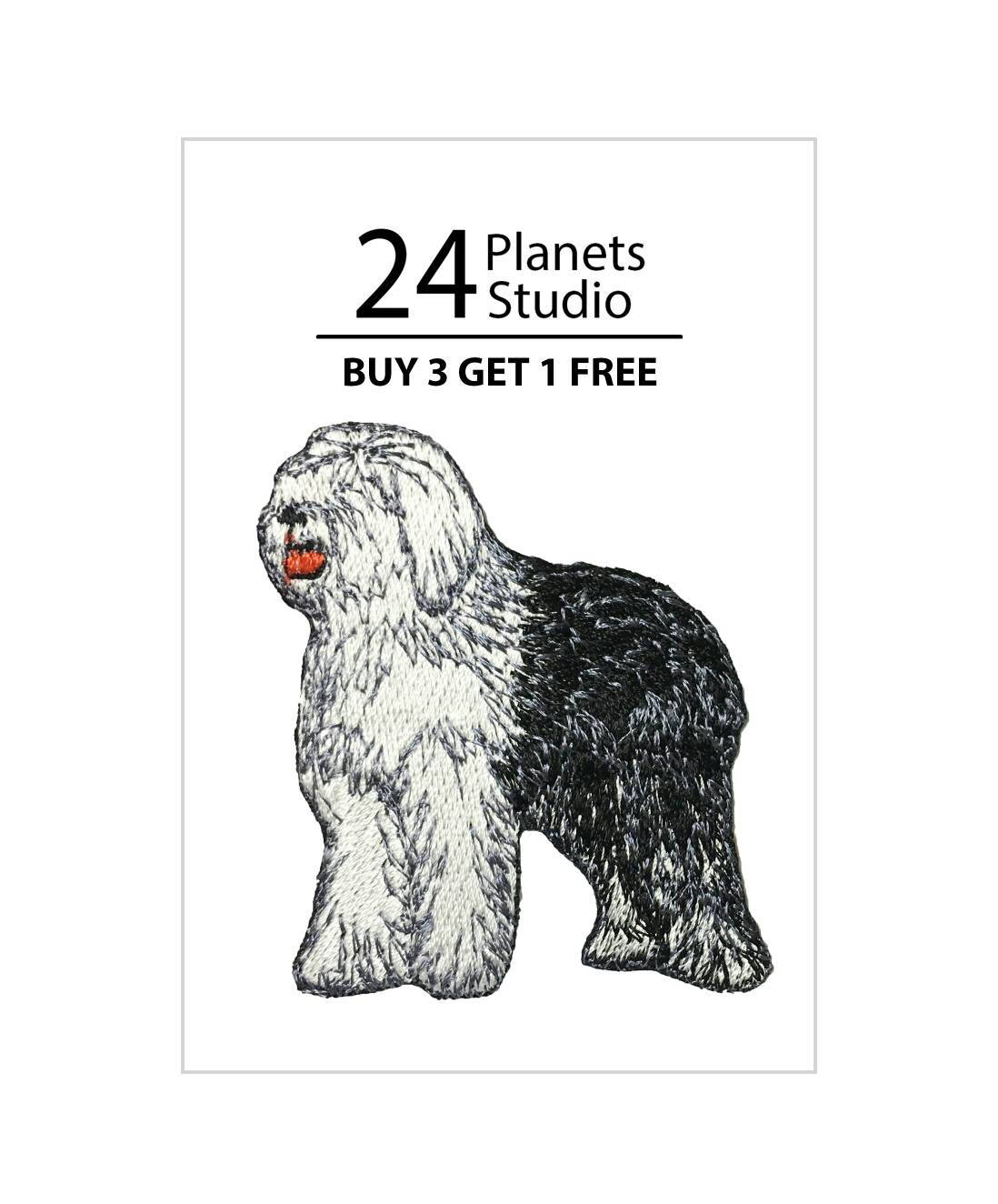 DOG IRON-ON EMBROIDERED PATCH OLD ENGLISH SHEEPDOG 