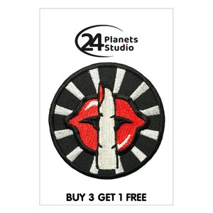 Shhh#102 Red Lips Red Kiss Iron on Patch by 24PlanetsStudio