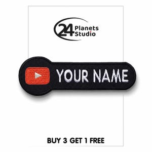 YouTuber "Your channel" Iron on Patch by 24PlanetsStudio Personalized Patches