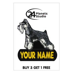 Schnauzer "Your Name" Iron on Patch by 24PlanetsStudio