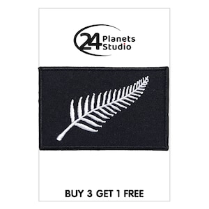 May include: Black embroidered patch featuring a white fern leaf design. The patch includes the text "24 Planets Studio" above the fern leaf and the text "BUY 3 GET 1 FREE" below the fern leaf.