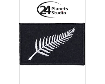 Silver Fern Leaf Iron on Patch by 24PlanetsStudio NZ New Zealand Patch