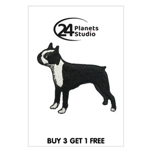 Boston Terrier Iron on Patch by 24PlanetsStudio Cute Applique Cute Patch dog patch dogs