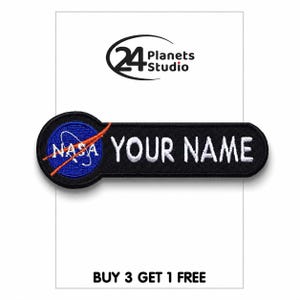 Parche termoadhesivo personalizado de la NASA de 24PlanetsStudio, regalos personalizados, etiqueta con nombre