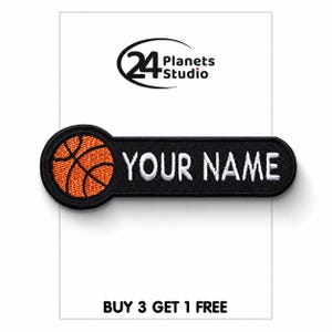 Basketboll "Ditt namn" Strykmärke från 24PlanetsStudio Personliga märkeslappar