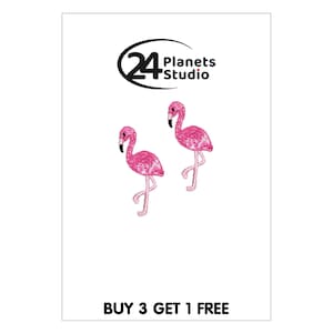 2 of mini Flamingo Iron on Patches by 24PlanetsStudio