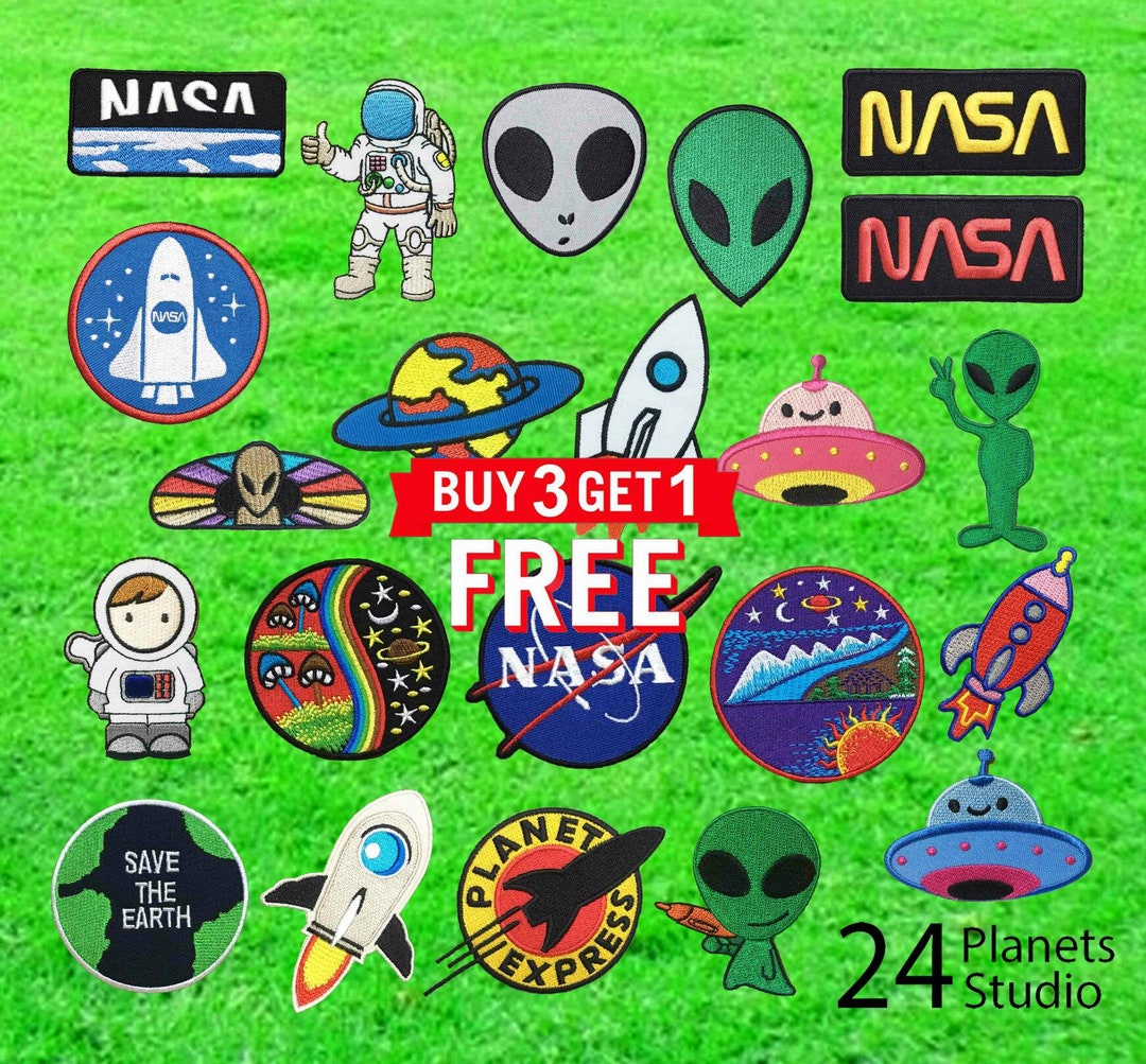 Buy 3 Get 1 Free Iron on Patches by 24planetsstudio NASA UFO Alien ...