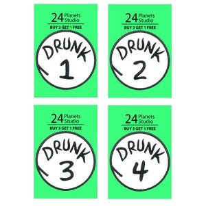 Strykmärke - Drunk 1 Drunk 2 av 24PlanetsStudio (storlek 7,5 cm)