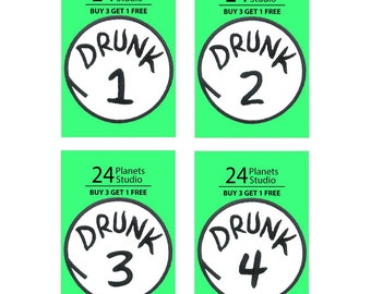 Iron on Patch - Drunk 1 Drunk 2 per 24PlanetsStudio (dimensione 3,1 pollici)