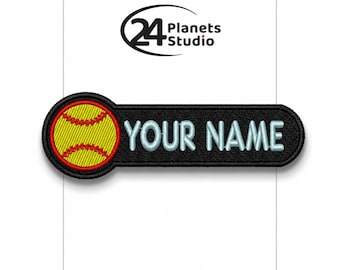 Softball Ball Custom Personalized Iron on Patch by 24PlanetsStudio Patches Custom Embroidered Patch, Personalized Name Tag