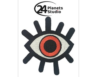 Red Lucky Evil Eye Iron on Patch by 24PlanetsStudio