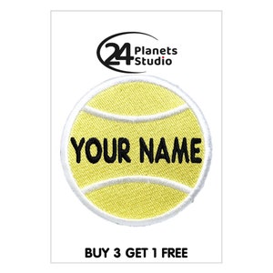 Gelber Tennisball Aufbügler personalisierter Aufnäher von 24PlanetsStudio Deinen Text nach Maß DIY