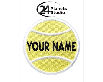 Yellow Tennis Ball Custom Personalized Iron on Patch by 24PlanetsStudio Your Text Custom Made DIY