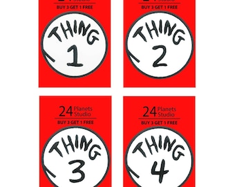 Iron on Patch - Thing 1 Thing 2 by 24PlanetsStudio (size 3.1 inches)