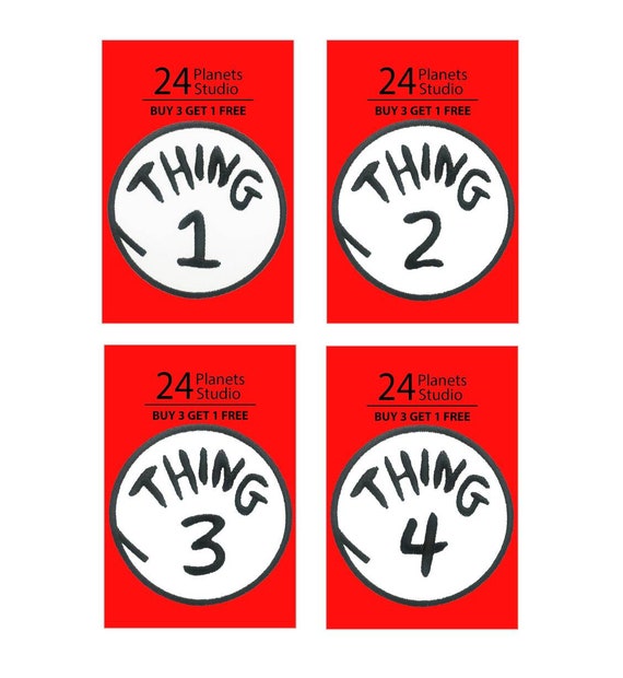Thing 1 or Thing 2 Iron on Embroidered Patches