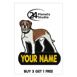 American Bulldog &quot;Your Name&quot; Iron on Patch by 24PlanetsStudio Custom Text Personalized