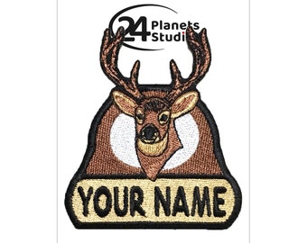Deer "Your Name" Iron on Patch by 24PlanetsStudio Your Text Custom Made DIY Personalized