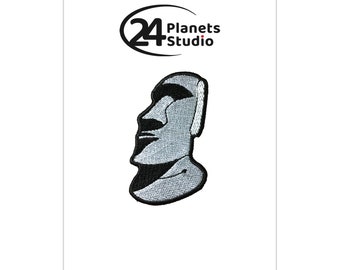 Small Stone Moai Iron on Patch by 24PlanetsStudio