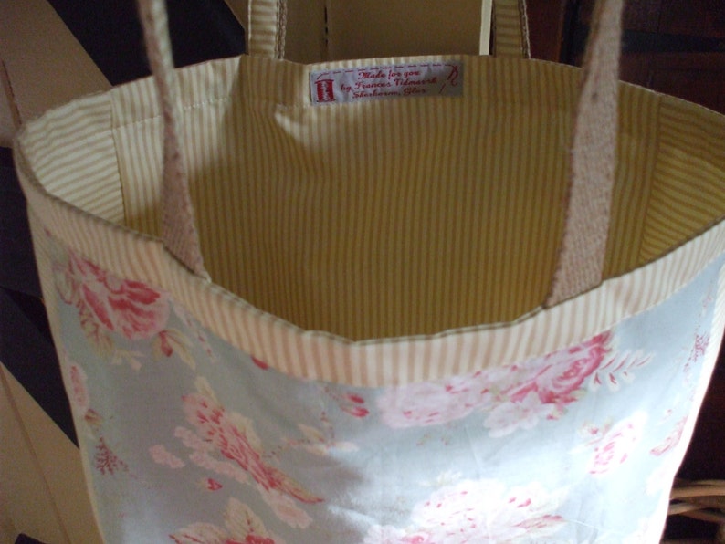 floral cotton tote bag Pretty duck egg