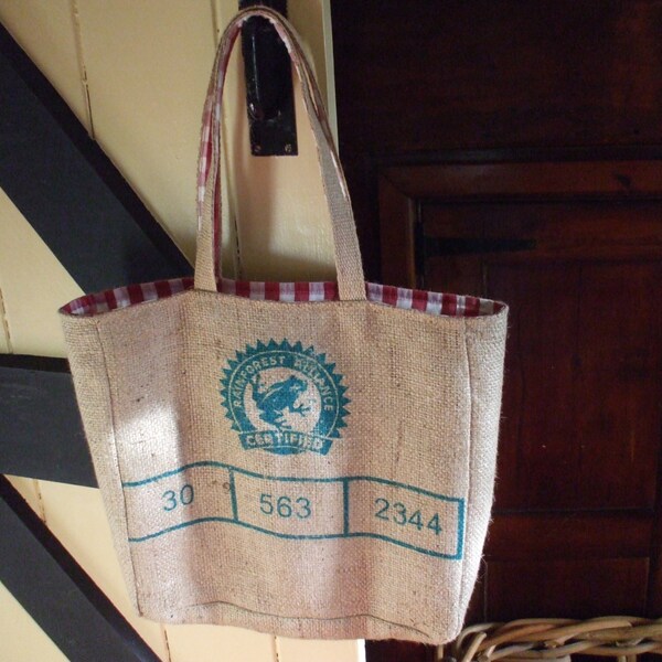 Recycled coffee sack tote bag