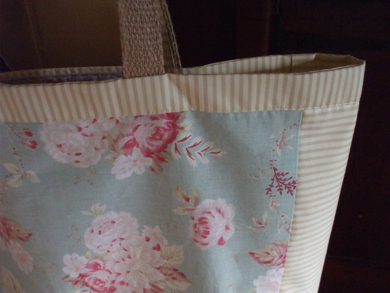 floral cotton tote bag Pretty duck egg