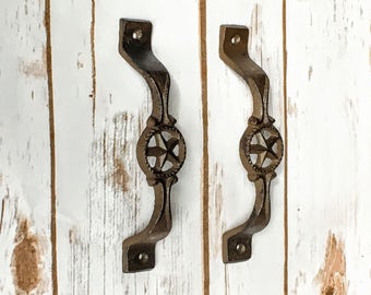 Drawer Pulls Barn Door Kitchen Decor Farmhouse Decor Home Decor Drawer Knobs Rustic Decor Knobs Shabby Chic Vintage Western Texas Star