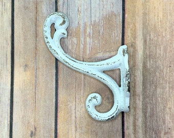 coat hooks wall decor hooks furniture hook coat rack cast iron hook rustic home decor rustic wall hook farmhouse decor vintage antique WHITE