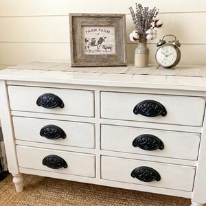 Set di 6 maniglie per cassetti in ghisa nera, lunghe 10 cm, stile rustico da fattoria, set di ferramenta industriale.