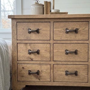 Set of 6 Cast Iron Barn Door Handles 5.5”, Rustic Farmhouse Drawer Pulls, Pantry Gate Cabinet Hardware