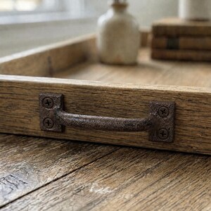 Tiny Brown Cast Iron Handle 3 3/4”, Antique Style Drawer Pull, Small Rustic Cabinet Hardware