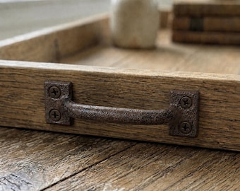 Poignée en fonte brune miniature de 9,5 cm (3 3/4 po), poignée de tiroir de style antique, petite quincaillerie rustique pour meubles