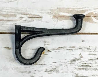 2 coat hooks wall hooks farmhouse decor bathroom decor hooks rustic cast iron vintage wall decor hook coat rack wall hook iron BLACK HOOKS