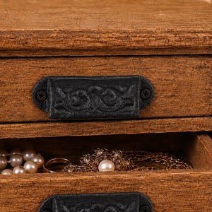 Black Cast Iron Mini Apothecary Cup Pull 3”, Small Bin Pull for Card Catalog Drawers