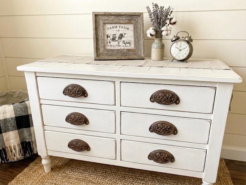 Poignée de tiroir en fonte 4 po. de long, poignée d'armoire de ferme rustique, matériel de style vintage, poignée robuste image 3