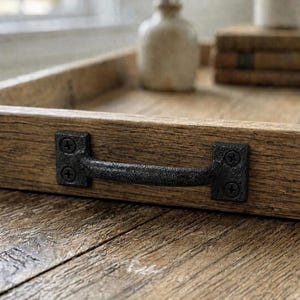 Tiny Black Cast Iron Handle 3 3/4”, Antique Style Drawer Pull, Small Rustic Cabinet Hardware