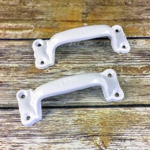 drawer pulls, barn door, handle, cabinet knobs, drawer knobs, dresser, cabinet, shabby chic, cast iron, farmhouse, rustic, trunk, white