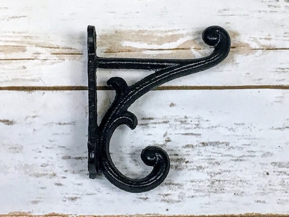 6 Coat Hooks Wall Hooks Coat Rack Wall Mount Coat Rack Shelf Brackets  Industrial Vintage Antique Gothic Rustic Cast Iron Double BLACK -   Canada