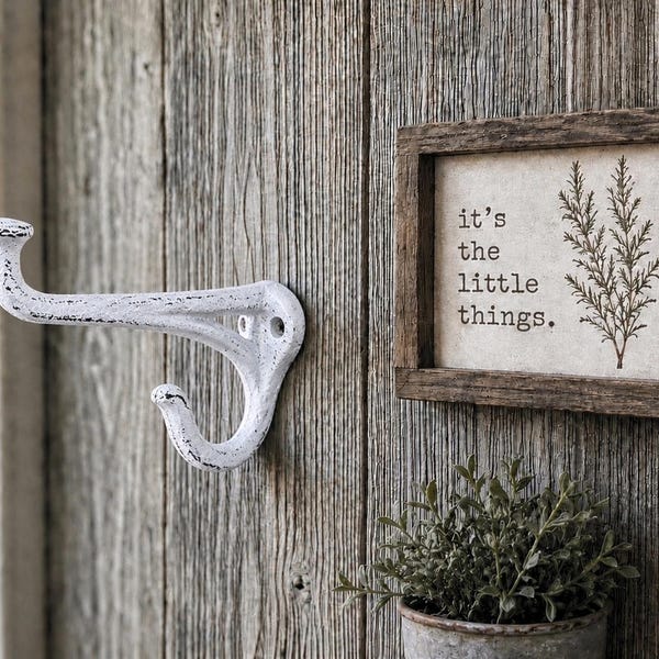 Cast Iron Tack Saddle Hook, White Horse Bridle Wall Hook, Rustic Farmhouse Barn Hook