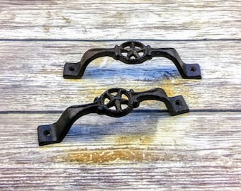6 Drawer Pulls Barn Door Kitchen Decor Farmhouse Decor Home Decor Drawer Knobs Rustic Decor Knobs Shabby Chic Vintage Western Texas Star