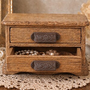 Set of 2 Brown Cast Iron Mini Apothecary Cup Pulls 3”, Small Card Catalog Bin Pulls