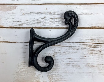 3 wall hooks coat hooks garden decor farmhouse decor farmhouse wall hook coat hook hook cast iron rustic vintage antique industrial BLACK