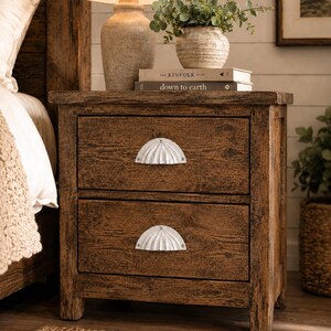 Set of 2 White Cast Iron Cup Pulls 4”, Antique Style Shell Bin Pulls, Rustic Drawer Handles