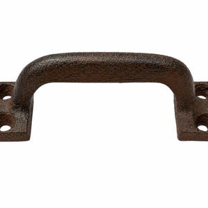 Klein bruin gietijzeren handvat van 9,5 cm, antieke ladeknop, kleine rustieke kastgreep afbeelding 7