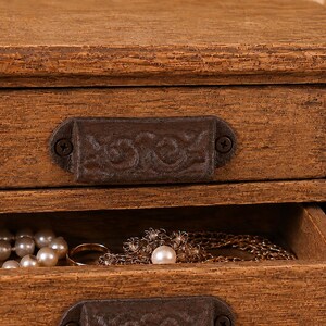 Brown Cast Iron Mini Apothecary Cup Pull 3”, Small Bin Pull for Card Catalog Drawers