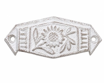 Set of 6 White Cast Iron Flower Cup Pulls 4”, Rustic Drawer Pulls, Farmhouse Cabinet Bin Handles