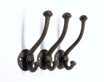 2 coat hooks, wall hooks, coat rack, hooks, hook, rustic, antique, vintage, wall hook, coat hook, cast iron, rustic decor, farmhouse decor