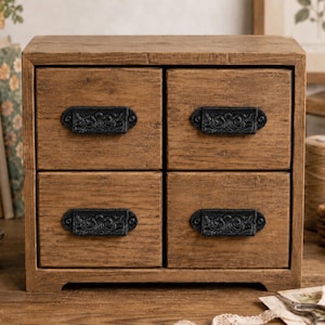 Set of 4 Black Cast Iron Mini Apothecary Cup Pulls 3”, Small Bin Pulls for Desk Drawers