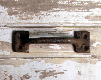 Set of 6 Tiny Brown Cast Iron Handles 3 3/4”, Antique Style Drawer Pulls, Small Rustic Cabinet Hardware