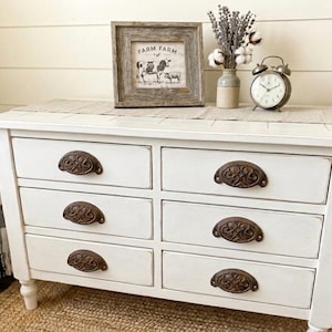 Set di 6 maniglie per cassetti in ghisa, lunghe 10 cm, stile rustico da fattoria, set di ferramenta vintage.